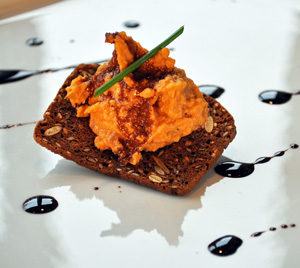 Fig and Olive Crisp with a Chickpea Spread