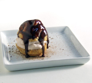 Profiteroles with Sun Dried Cherry and Chocolate Mocha Sauce