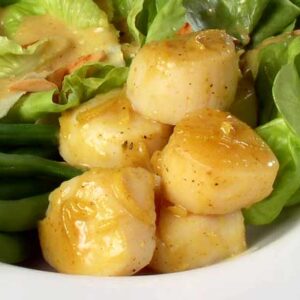 Boston Bibb and Scallop Salad with Curry Mango Dressing